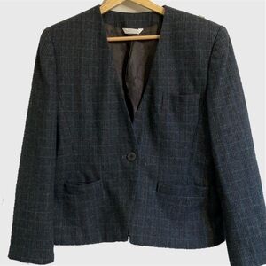 Vintage pinstripe wool short blazer jacket